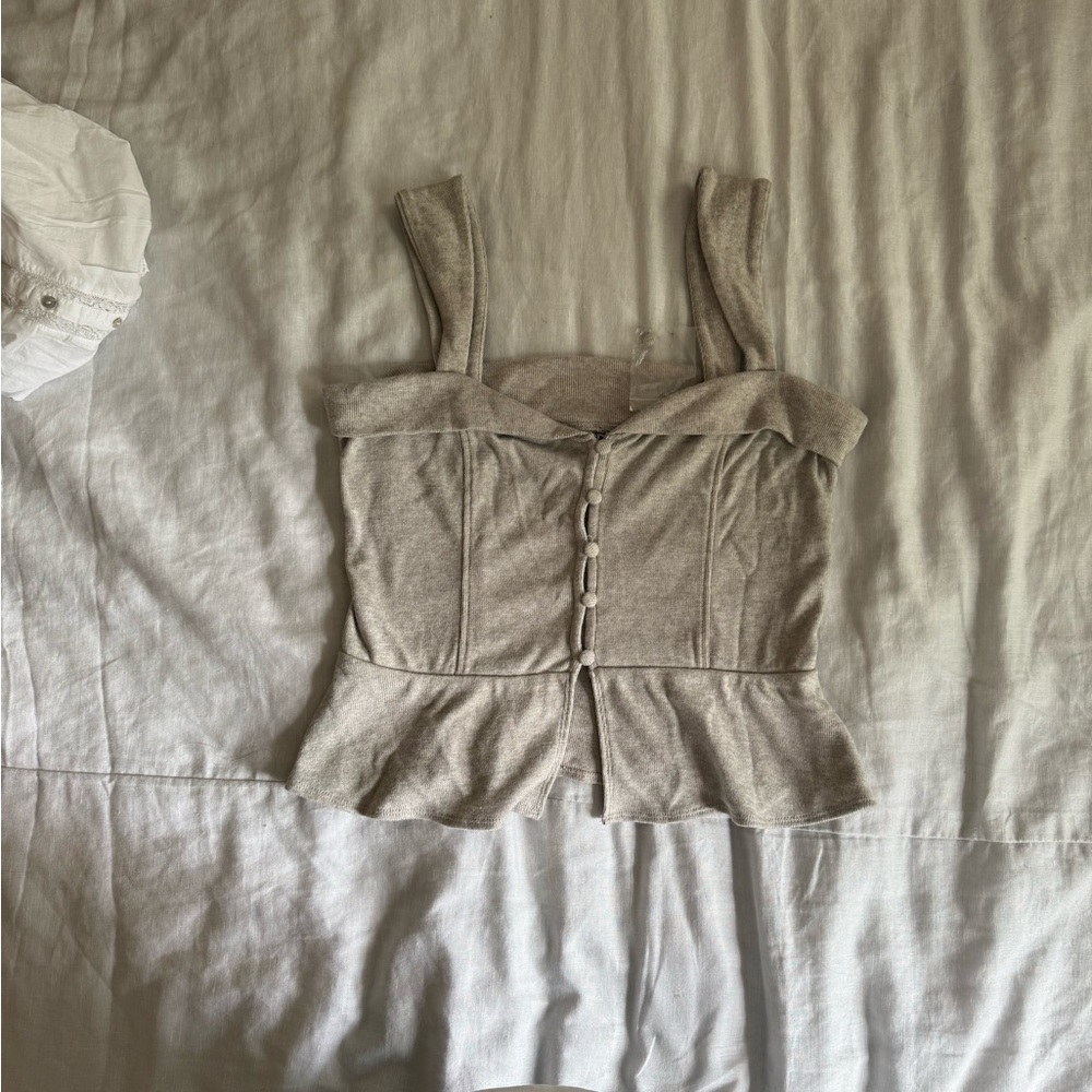Silence + Noise Gray Button-Front Tank Top